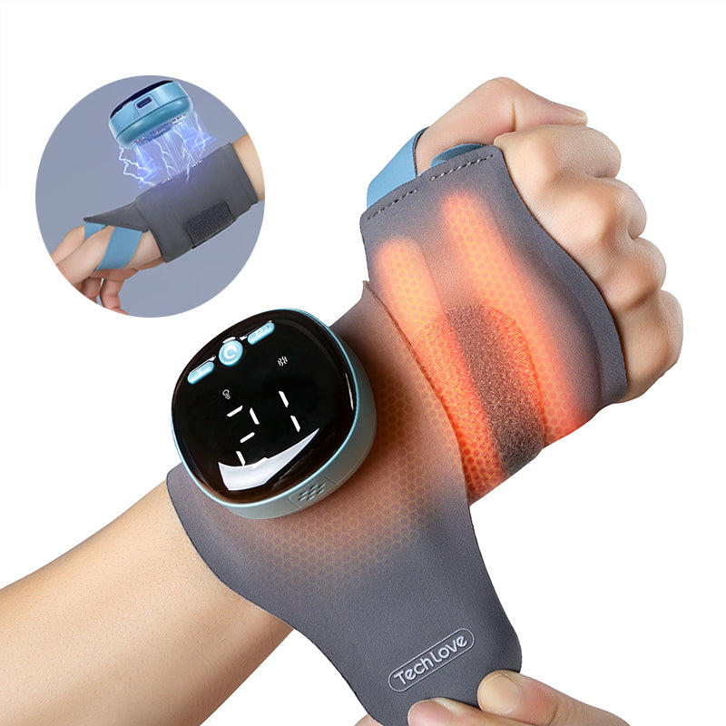 ThermoFlex™ – Bracelet Chauffant 3-en-1 | Massage EMS & Soutien Poignet (Canal Carpien, Tendinite, Fatigue musculaire)