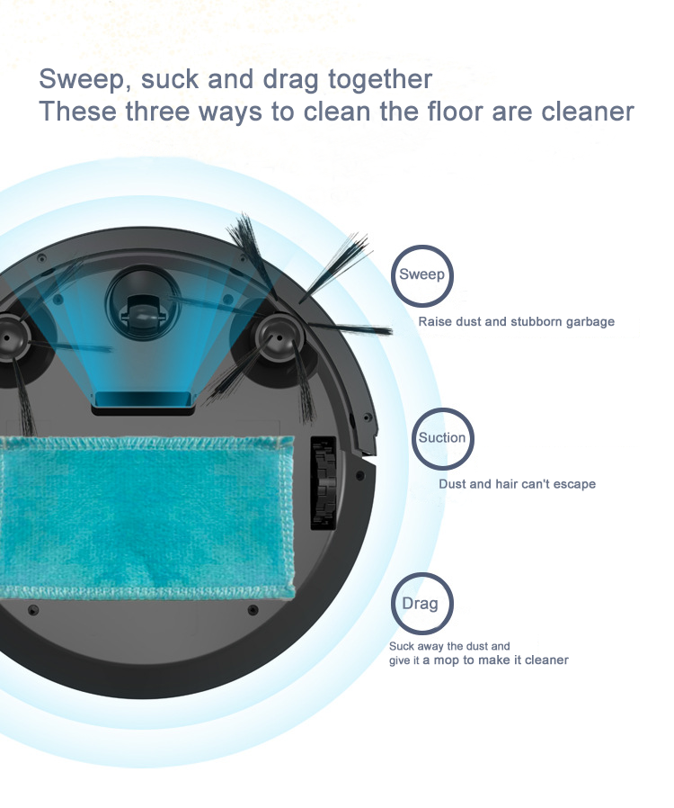 CleanBot – Robot Aspirateur Intelligent 3-en-1 (Balaye, Aspire & Lave)