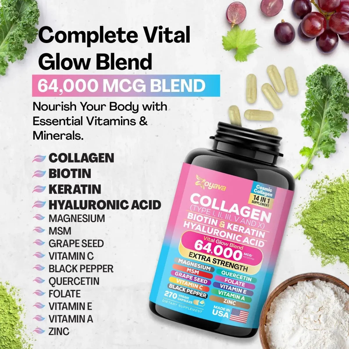 Capsules de collagène - éclat jeunesse, cheveux & ongles renforcés